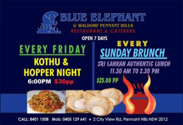 blue elephant every friday koththu and hopper night